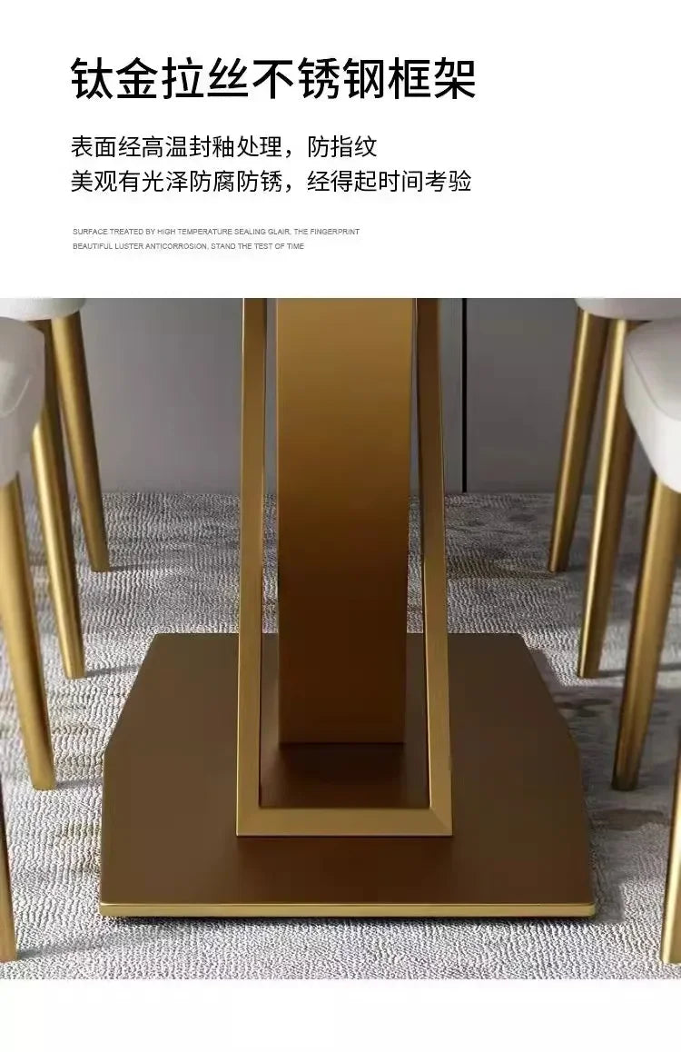 A Modern simple and high-end light luxury rock slab dining table, household small apartment marble table, rectangular