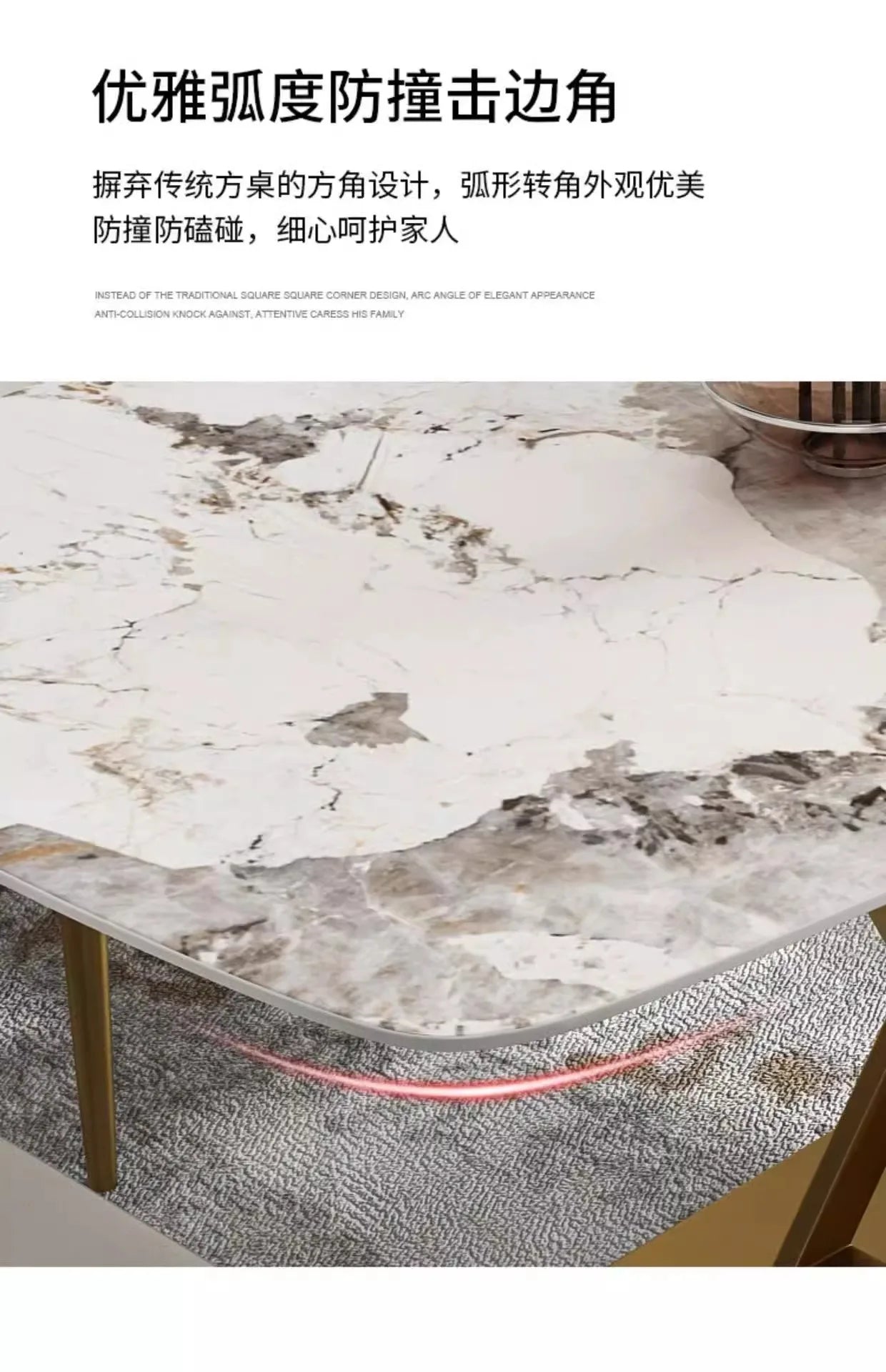 A Modern simple and high-end light luxury rock slab dining table, household small apartment marble table, rectangular