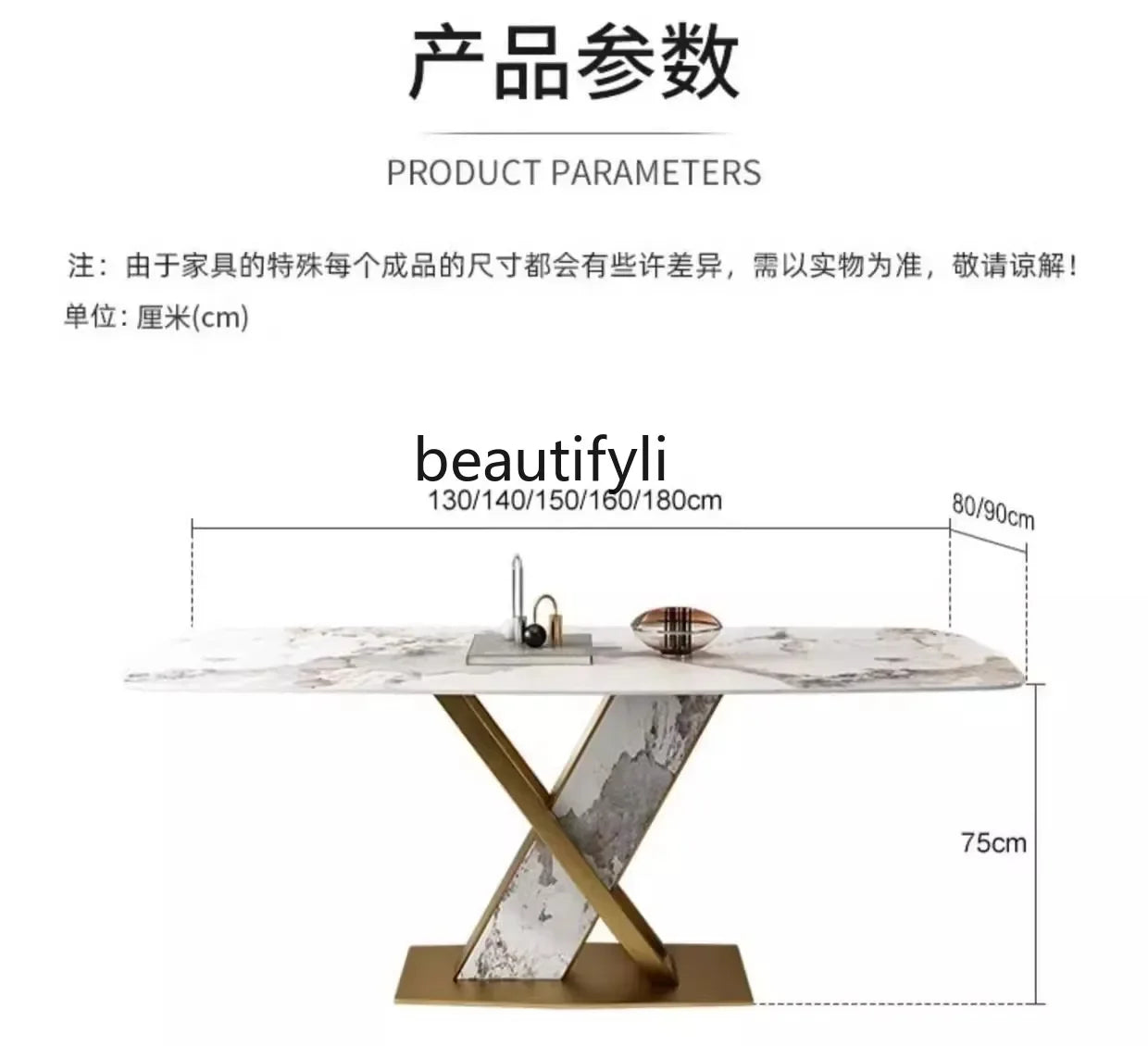 A Modern simple and high-end light luxury rock slab dining table, household small apartment marble table, rectangular